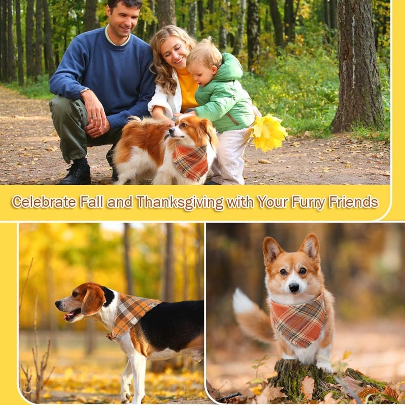 Vivifying Thanksgiving Dog Bandana, 2 Pack Classic Plaid Fall Dog Scarf with Tassels Edges, Funny Pet Apparel & Accessories Costume for Halloween Photo Prop, and Party Decor (Small, Yellow&Orange) - Image 5